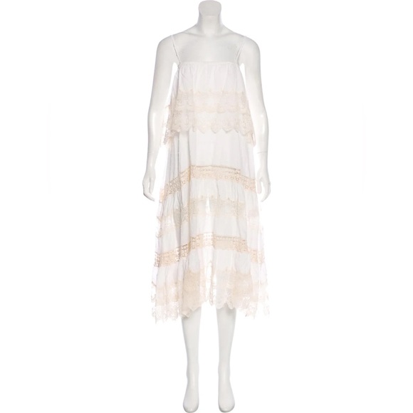 ANTHROPOLOGIE Mes Desmoiselles Crochet boho Lace Midi Dress PISTIL 38 M - Picture 11 of 13